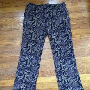Free People Purple and Black Paisley Boot Cut Pants
